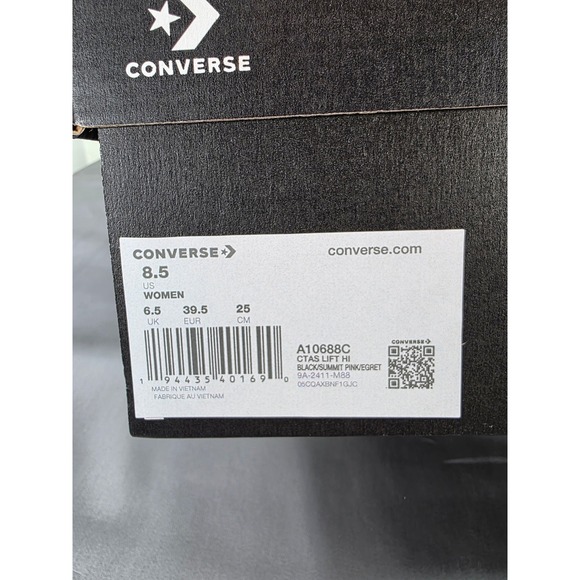 Converse CTAS Lift Hi Platform Polka Dot Sneakers Black Pink Women's 8.5 NIB - Picture 9 of 9